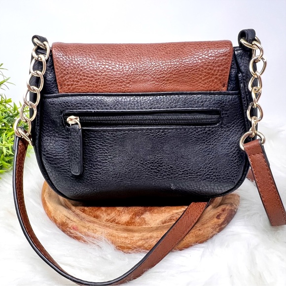 Mix. No.6 Black and Brown faux leather Multi Zip Crossbody Bag with Tassel. - Picture 2 of 11